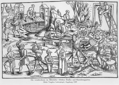 The Usual Punishments in Germany during the Middle Ages, illustration from Laienspiegel by Ulrich Tengler, published Augsburg 1509 by German School
